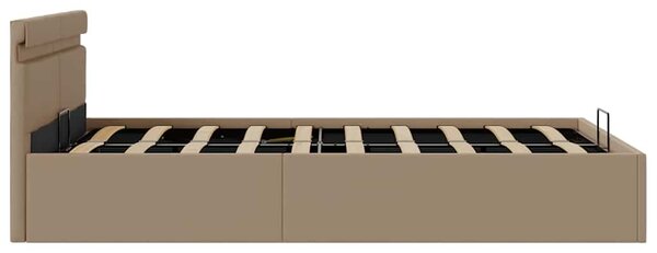 Rám postele LED úložný prostor cappuccino umělá kůže 140x200 cm 285561
