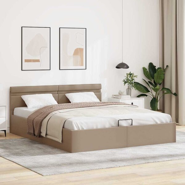 Rám postele LED úložný prostor cappuccino umělá kůže 160x200 cm 285562