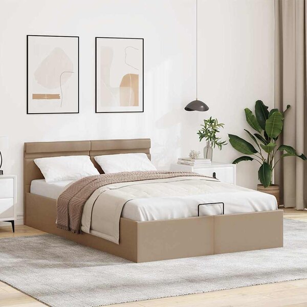 Rám postele LED úložný prostor cappuccino umělá kůže 140x200 cm 285561