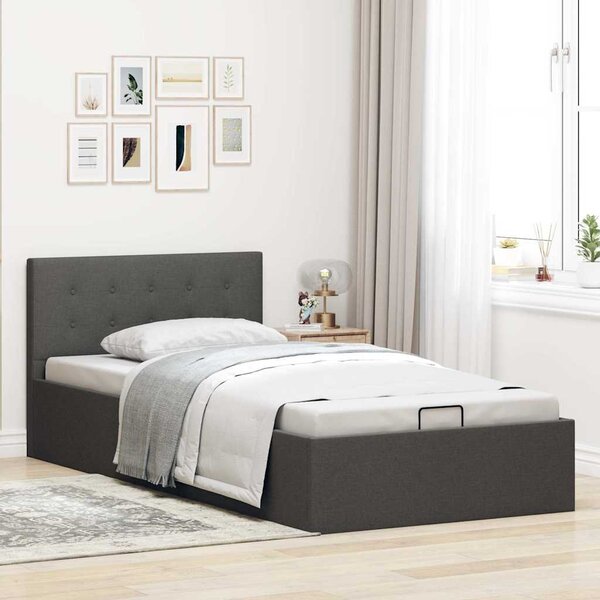 Rám postele s úložným prostorem tmavě šedý textil 90 x 200 cm 285570