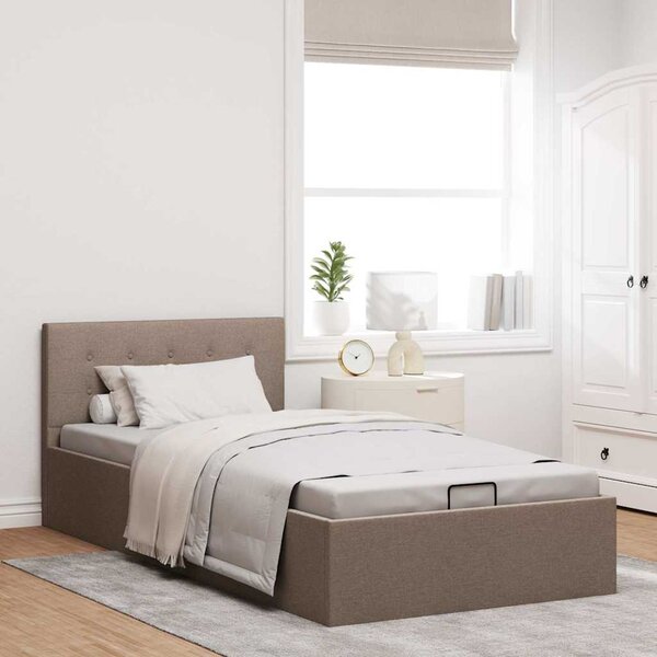 Rám postele s úložným prostorem taupe textil 90 x 200 cm 285594