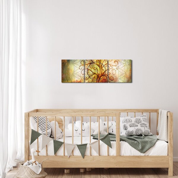 Abstraktní obraz stromu (s hodinami) (90x30 cm)