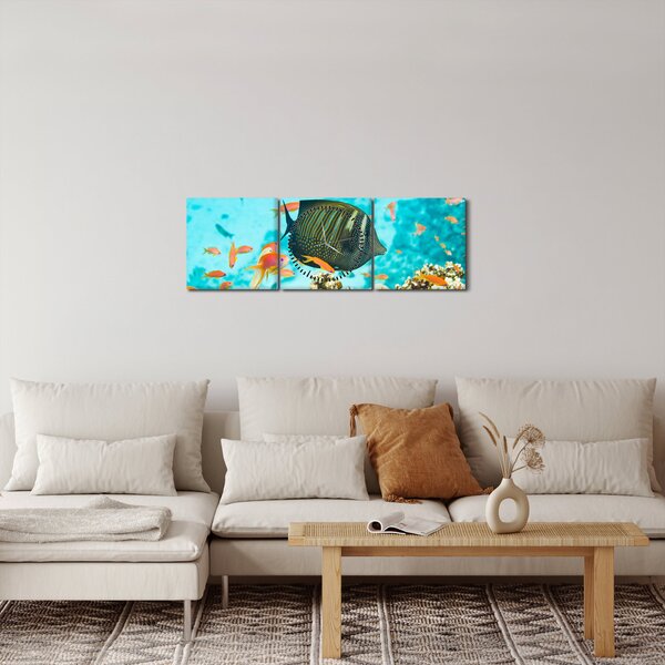 Obraz podmořského světa (s hodinami) (90x30 cm)
