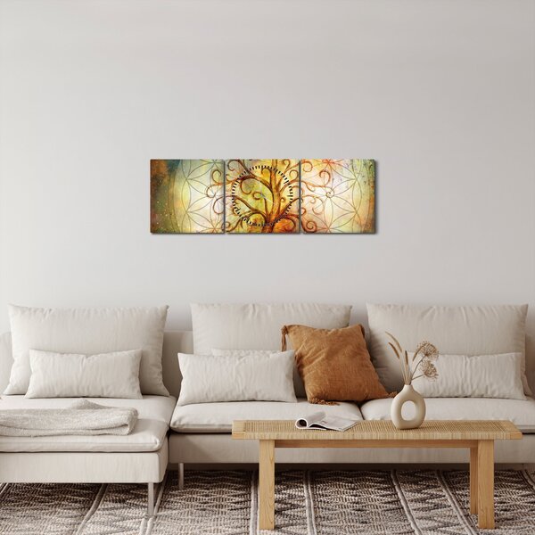 Abstraktní obraz stromu (s hodinami) (90x30 cm)