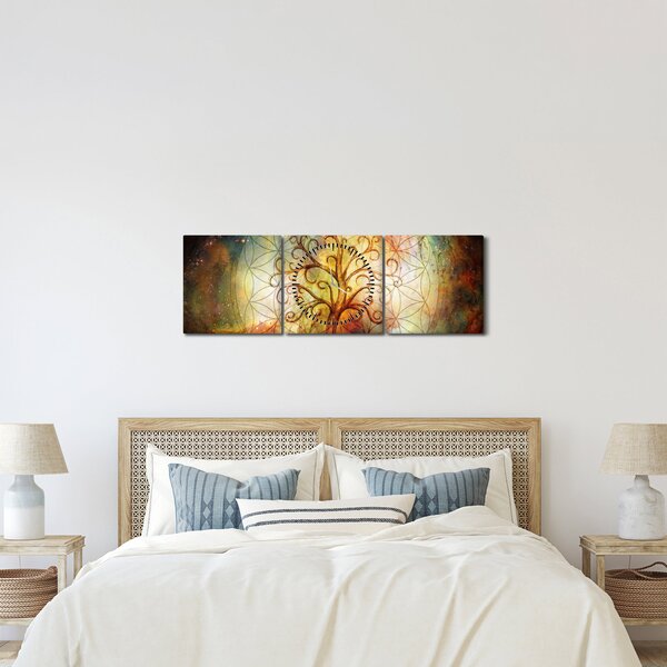 Abstraktní obraz stromu (s hodinami) (90x30 cm)