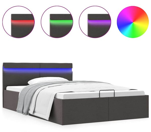 Rám postele LED s úložným prostorem tmavě šedý textil 120x200cm 285602