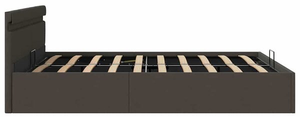 Rám postele s úložným prostorem LED tmavě šedý textil 180x200cm 285605