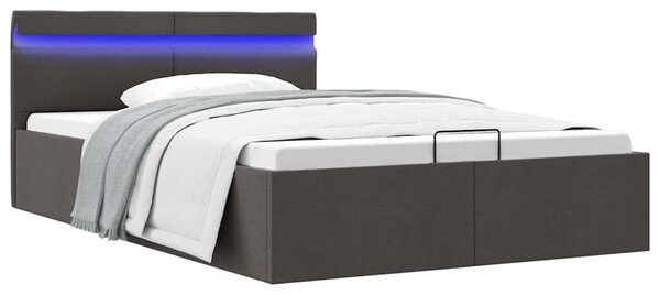 Rám postele LED s úložným prostorem tmavě šedý textil 120x200cm 285602