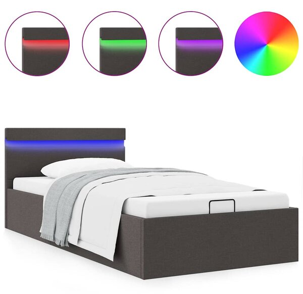 Rám postele s úložným prostorem LED tmavě šedý textil 90x200 cm 285600