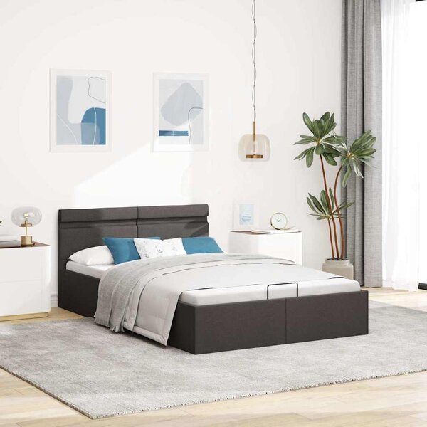 Rám postele LED s úložným prostorem tmavě šedý textil 120x200cm 285602