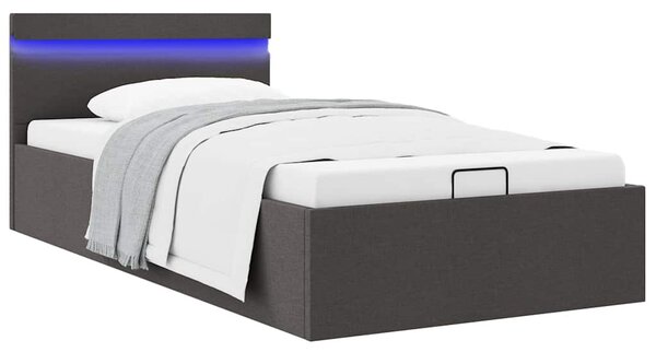 Rám postele s úložným prostorem LED tmavě šedý textil 90x200 cm 285600