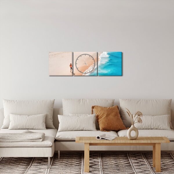 Obraz - Plážový běh (s hodinami) (90x30 cm)
