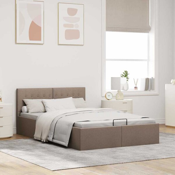 Zvedací rám postele s úložným prostorem taupe textil 140x200 cm 285597