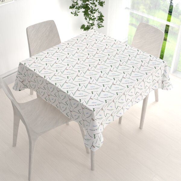 Biante Bavlněný čtvercový ubrus Sandra SA-560 Vážky a levandule na bílém 40x40 cm