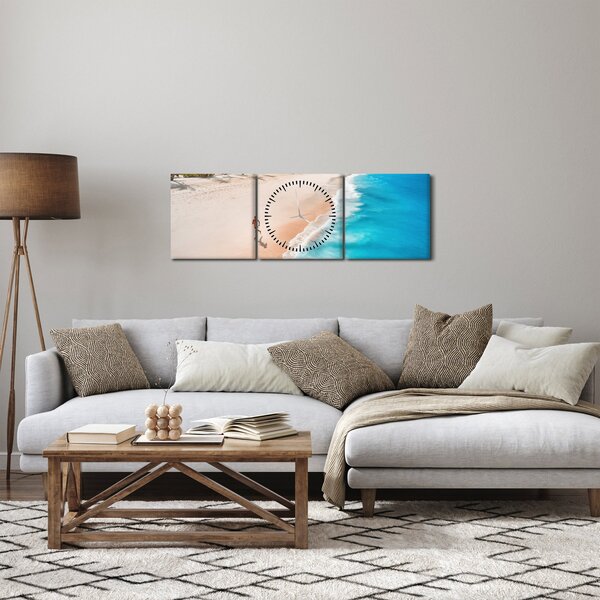 Obraz - Plážový běh (s hodinami) (90x30 cm)