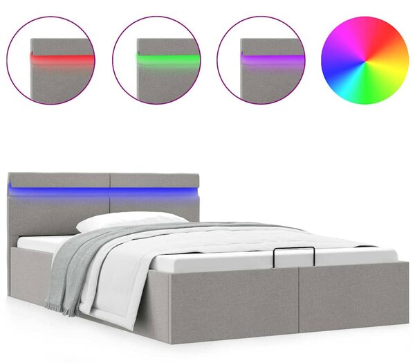 Rám postele LED úložný prostor světle šedý textil 140 x 200 cm 285609