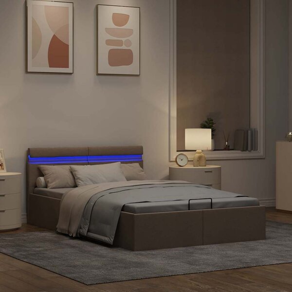 Rám postele LED s úložným prostorem taupe textil 120 x 200 cm 285626