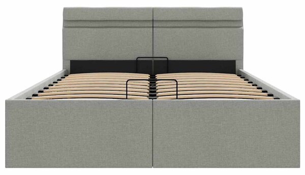Rám postele LED úložný prostor světle šedý textil 140 x 200 cm 285609