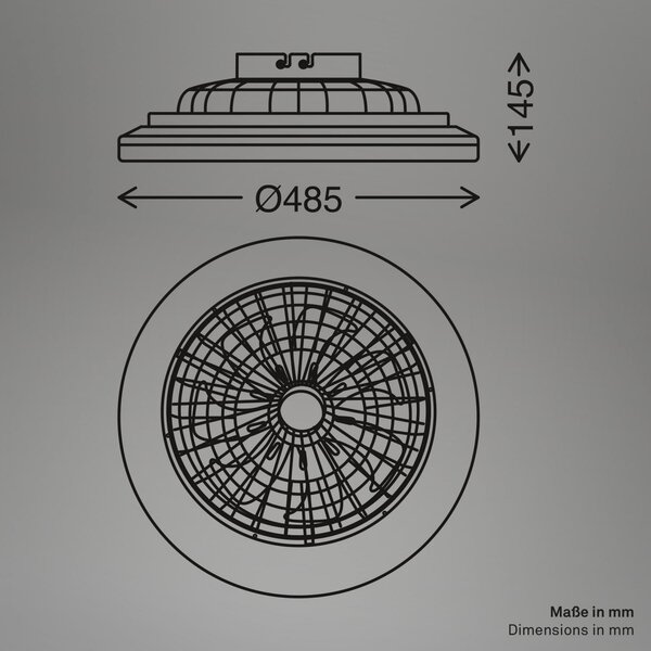 BRILO 3890016 Tuuletin A stropní svítidlo s ventilátorem pr.48,5 cm - 48W, 5300lm, LED, stmívatelné, dálkový ovladač, CCT, RGBIC, bílé - BRILO