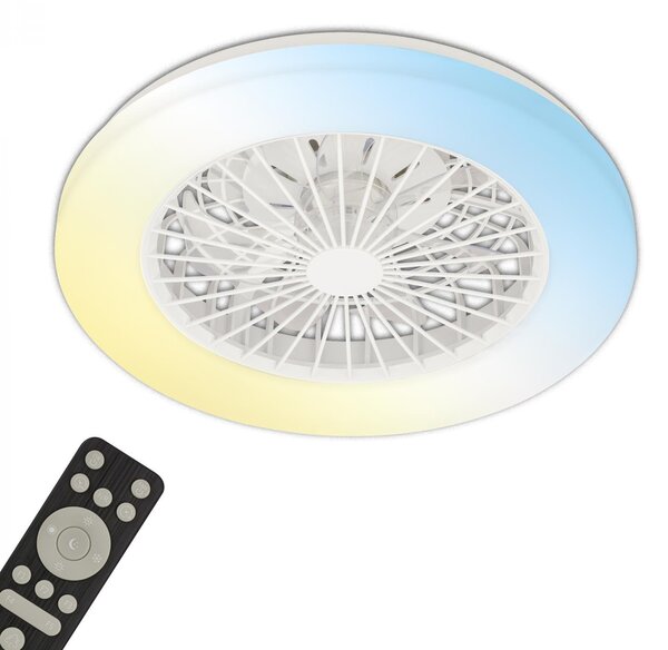 BRILO 3800016 LED stropní svítidlo s ventilátorem, 5 rychlostí, dálkový ovladač, CCT, bílé - BRILO
