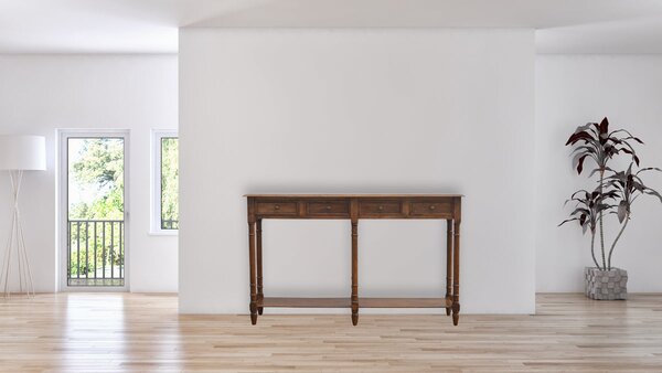 Konzolový stolek s 4 zásuvkami z masivního mangového dřeva, 150 × 40 × 90 cm