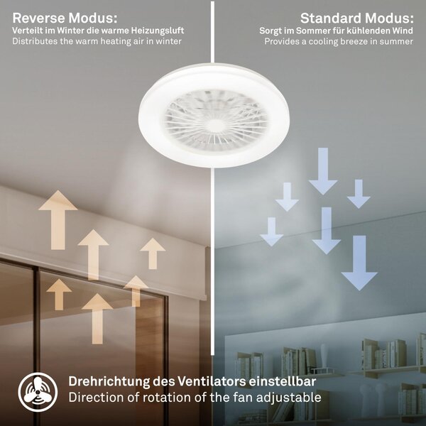 BRILO 3890016 Tuuletin A stropní svítidlo s ventilátorem pr.48,5 cm - 48W, 5300lm, LED, stmívatelné, dálkový ovladač, CCT, RGBIC, bílé - BRILO