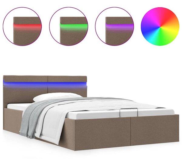 Rám postele LED s úložným prostorem taupe textil 120 x 200 cm 285626
