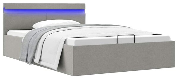 Rám postele LED úložný prostor světle šedý textil 140 x 200 cm 285609