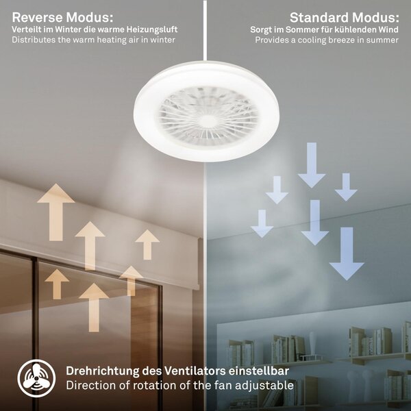 BRILO 3800016 LED stropní svítidlo s ventilátorem, 5 rychlostí, dálkový ovladač, CCT, bílé - BRILO