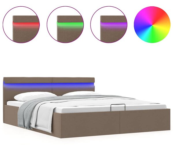Rám postele s úložným prostorem LED taupe textil 160 x 200 cm 285628