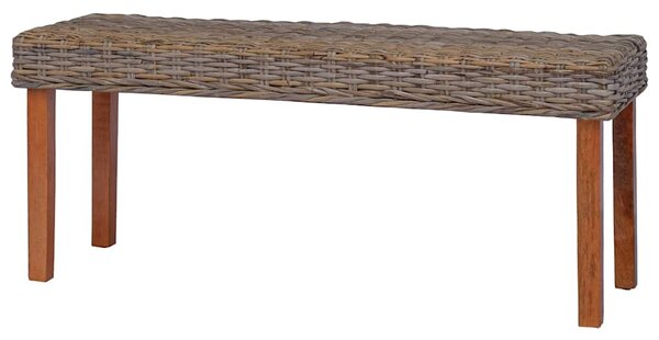 Lavice 110 cm přírodní kubu ratan a masivní mahagon 285791