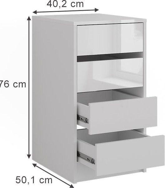 Kredenc Vicco Sherry Bílá/bílý vysoký lesk 40.2 x 76 cm, Model 57714