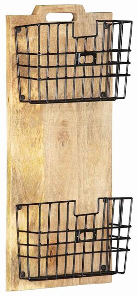 Nástěnný stojan na časopisy 33x10x67 cm masivní hrubý mangovník 285878