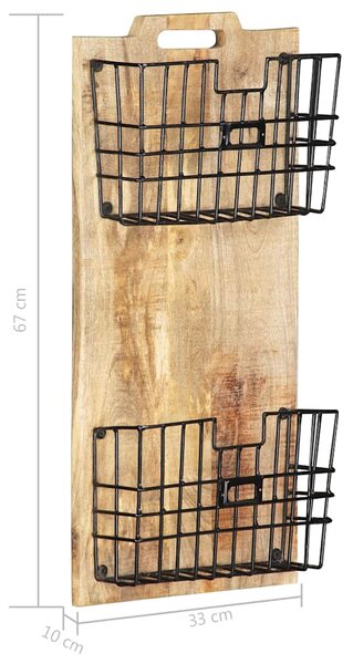 Nástěnný stojan na časopisy 33x10x67 cm masivní hrubý mangovník 285878
