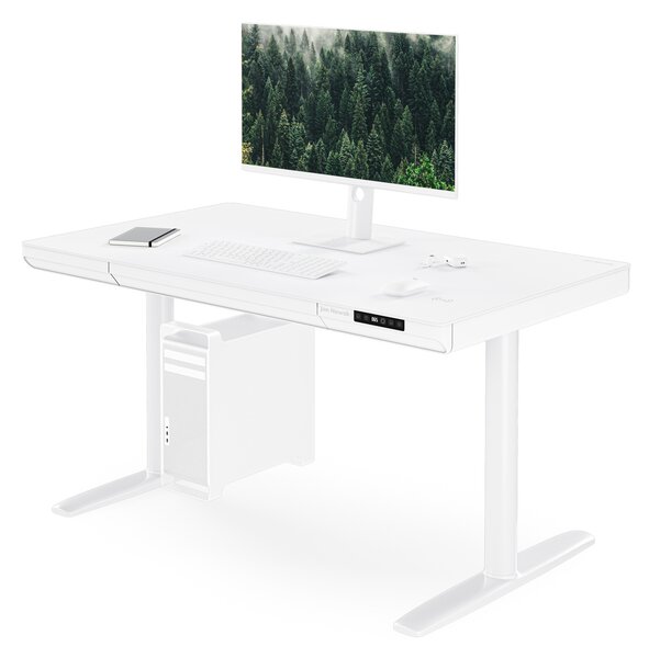Elektrický psací stůl sit-stand se zásuvkou a bezdrátovou nabíječkou Qi bílý, 1200 mm: ELLIS