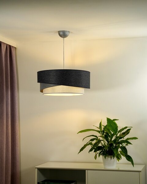 Duolla - Lustr na lanku KOBO 1xE27/15W/230V pr. 45 cm antracit/šedá/bílá