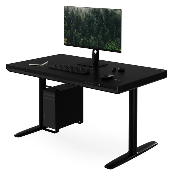 Elektrický psací stůl sit-stand se zásuvkou a bezdrátovou nabíječkou Qi černý, 1200 mm: ELLIS