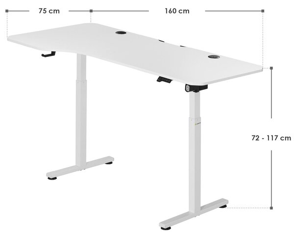Juskys Kancelářský stůl 160x75cm - bílý