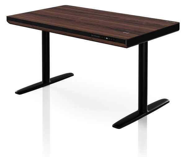 Elektrický psací stůl sit-stand se zásuvkou a bezdrátovou nabíječkou Qi černý/ořech, 1200 mm: ELLIS