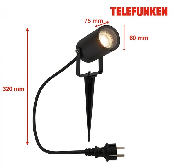 TF 322405TF TELEFUNKEN zahradní bodové svítidlo, ochrana proti tryskající vodě, nastavitelné - BRILONER
