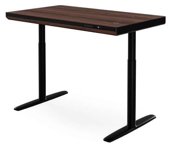 Elektrický psací stůl sit-stand se zásuvkou a bezdrátovou nabíječkou Qi černý/ořech, 1200 mm: ELLIS