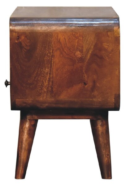 Mini TV stolek v kaštanovém odstínu se zaoblenými liniemi, 60 × 30 × 45 cm