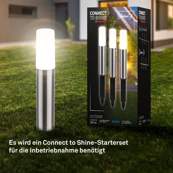 BRI 3926032 CONNECT TO SHINE prodlužovací sada Junca 3ks LED venkovních sloupkových svítidel, IP44 - BRILONER