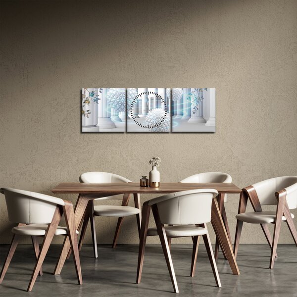 Abstraktní obraz v antickém stylu (s hodinami) (90x30 cm)