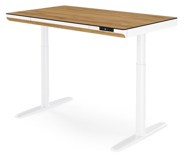 Elektrický psací stůl sit-stand se zásuvkou a bezdrátovou nabíječkou Qi bílý/zlatý dub, 1200 mm: ELLIS