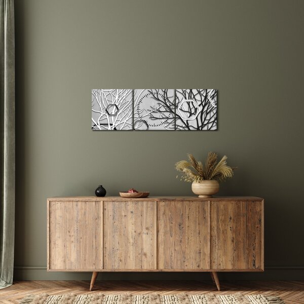 Abstraktní obraz se stromy (s hodinami) (90x30 cm)