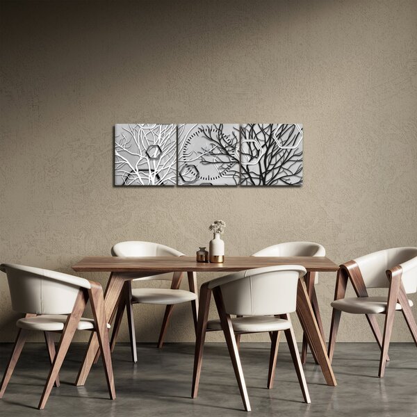 Abstraktní obraz se stromy (s hodinami) (90x30 cm)