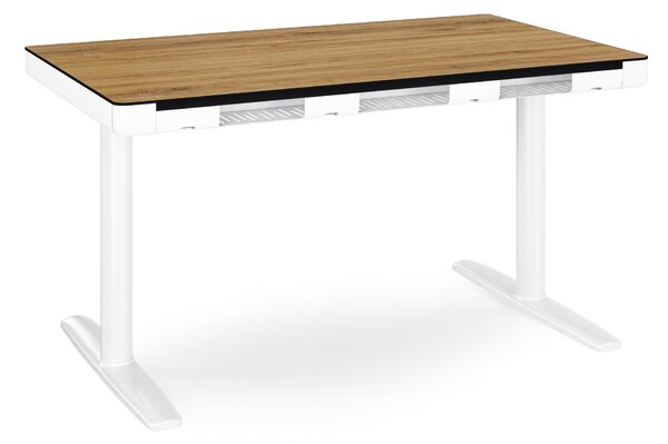 Elektrický psací stůl sit-stand se zásuvkou a bezdrátovou nabíječkou Qi bílý/zlatý dub, 1200 mm: ELLIS