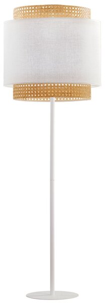 TK LIGHTING Stojací lampa - BOHO 5566, ⌀ 38 cm, 230V/15W/1xE27, bílá/slámová