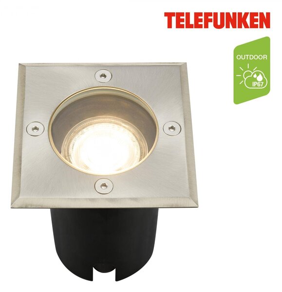 TF 322802TF TELEFUNKEN venkovní svítidlo do země, vodotěsné IP67, tvrzené sklo, GU10 patice, hranaté - BRILONER